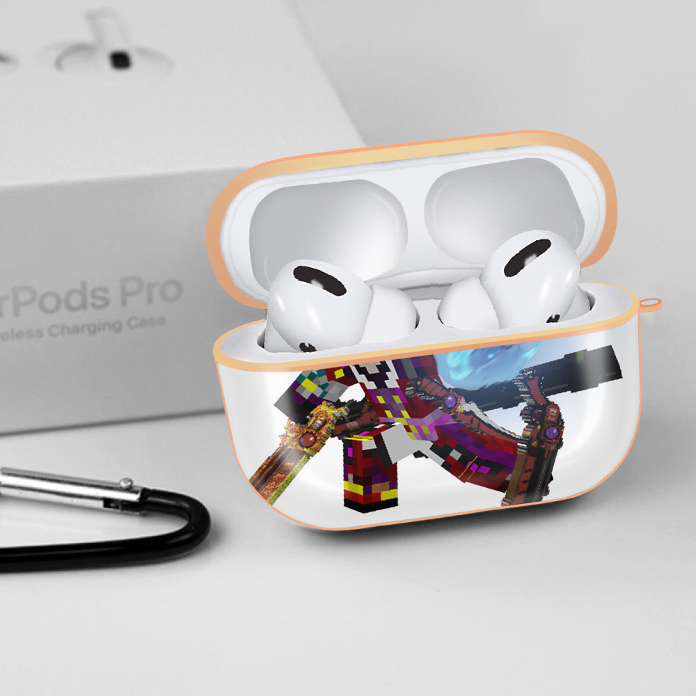 マインクラフト ブロックの世界 Minecraft MC Block world 【AirPods Pro用】ハードシェル保護ケース｜耐衝撃・防指紋・カラビナ付き商品仕様