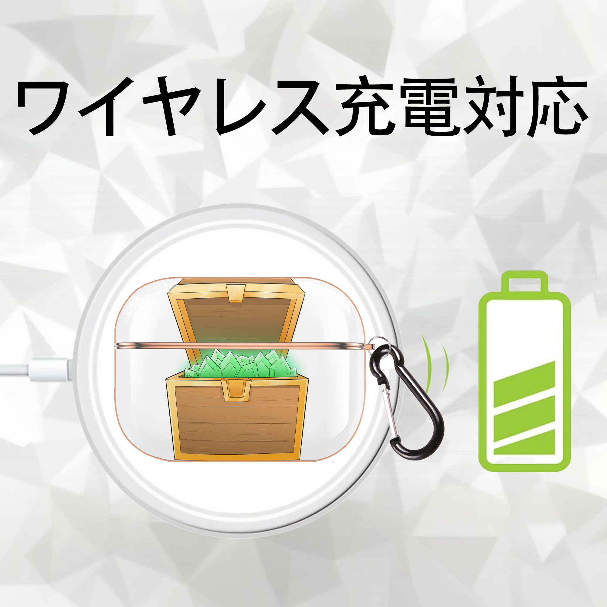 マインクラフト ブロックの世界 Minecraft MC Block world 【AirPods Pro用】ハードシェル保護ケース｜耐衝撃・防指紋・カラビナ付き商品仕様