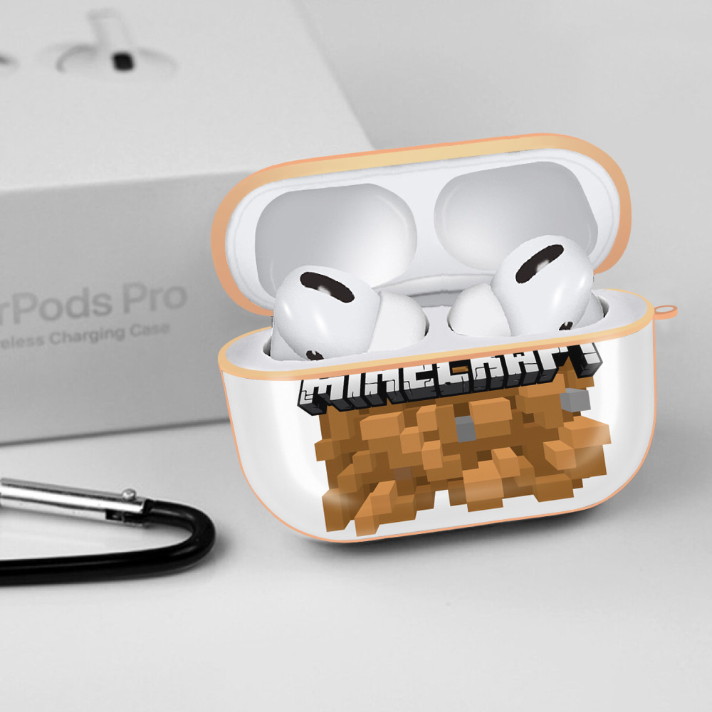 マインクラフト ブロックの世界 Minecraft MC Block world 【AirPods Pro用】ハードシェル保護ケース｜耐衝撃・防指紋・カラビナ付き商品仕様