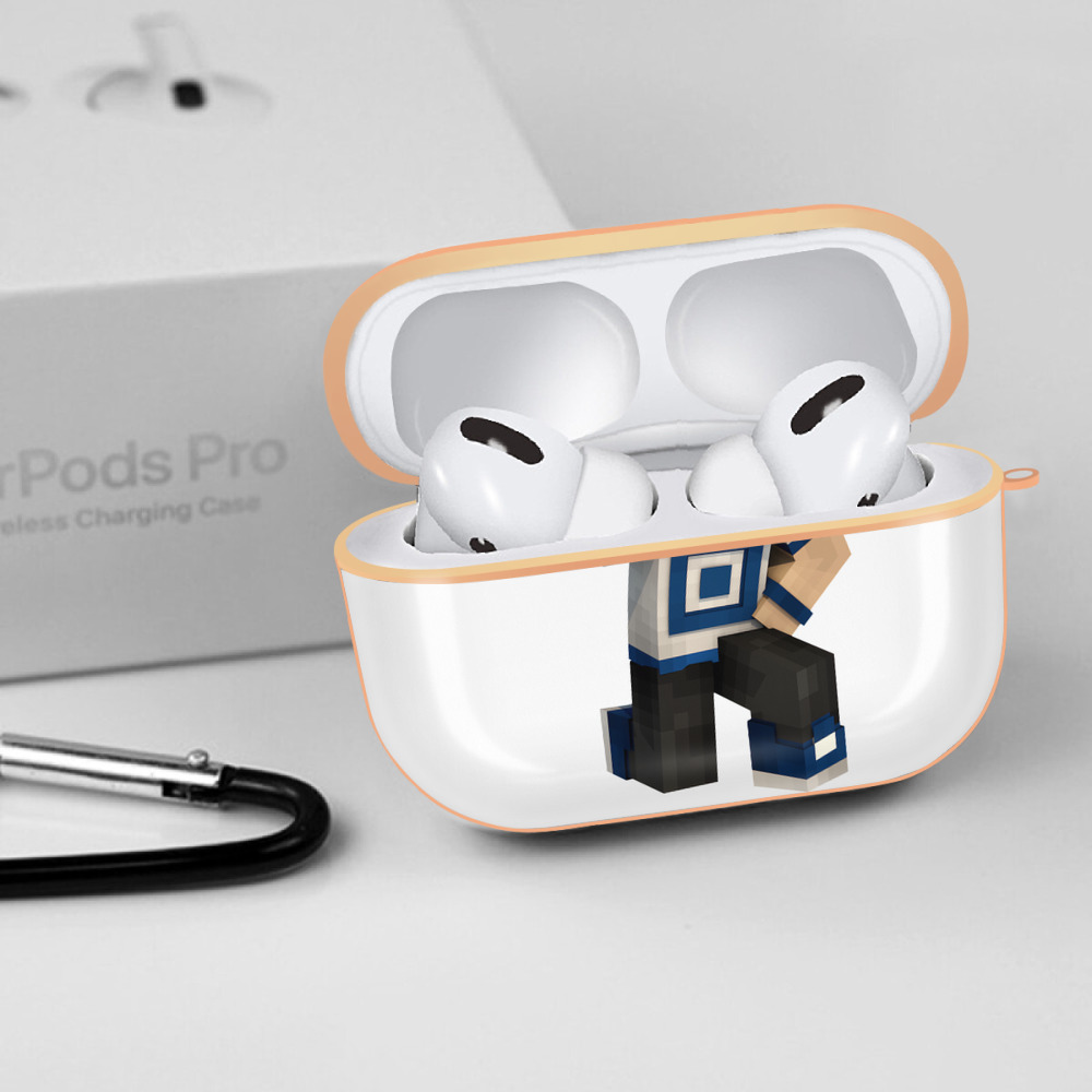 マインクラフト ブロックの世界 Minecraft MC Block world 【AirPods Pro用】ハードシェル保護ケース｜耐衝撃・防指紋・カラビナ付き商品仕様