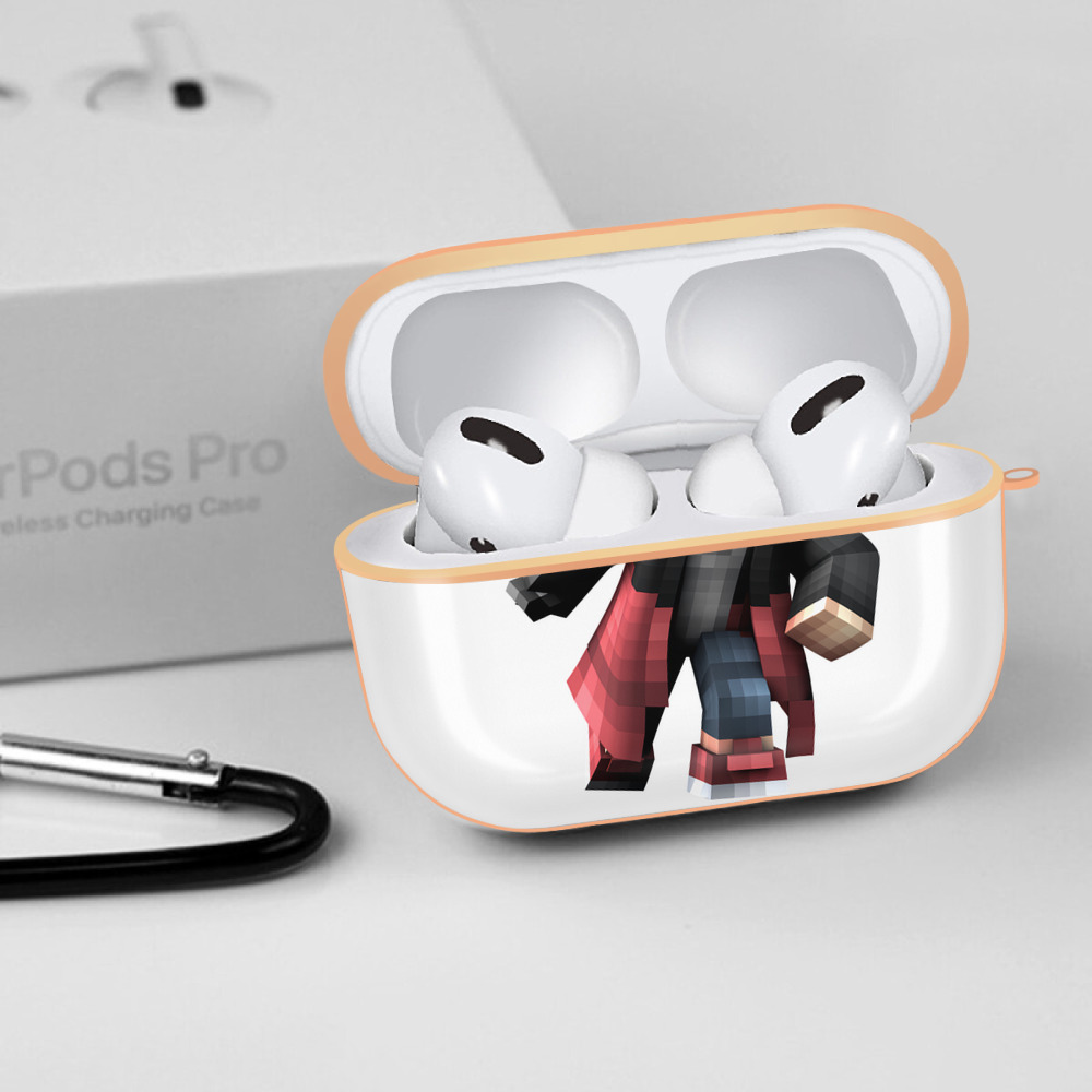 マインクラフト ブロックの世界 Minecraft MC Block world 【AirPods Pro用】ハードシェル保護ケース｜耐衝撃・防指紋・カラビナ付き商品仕様