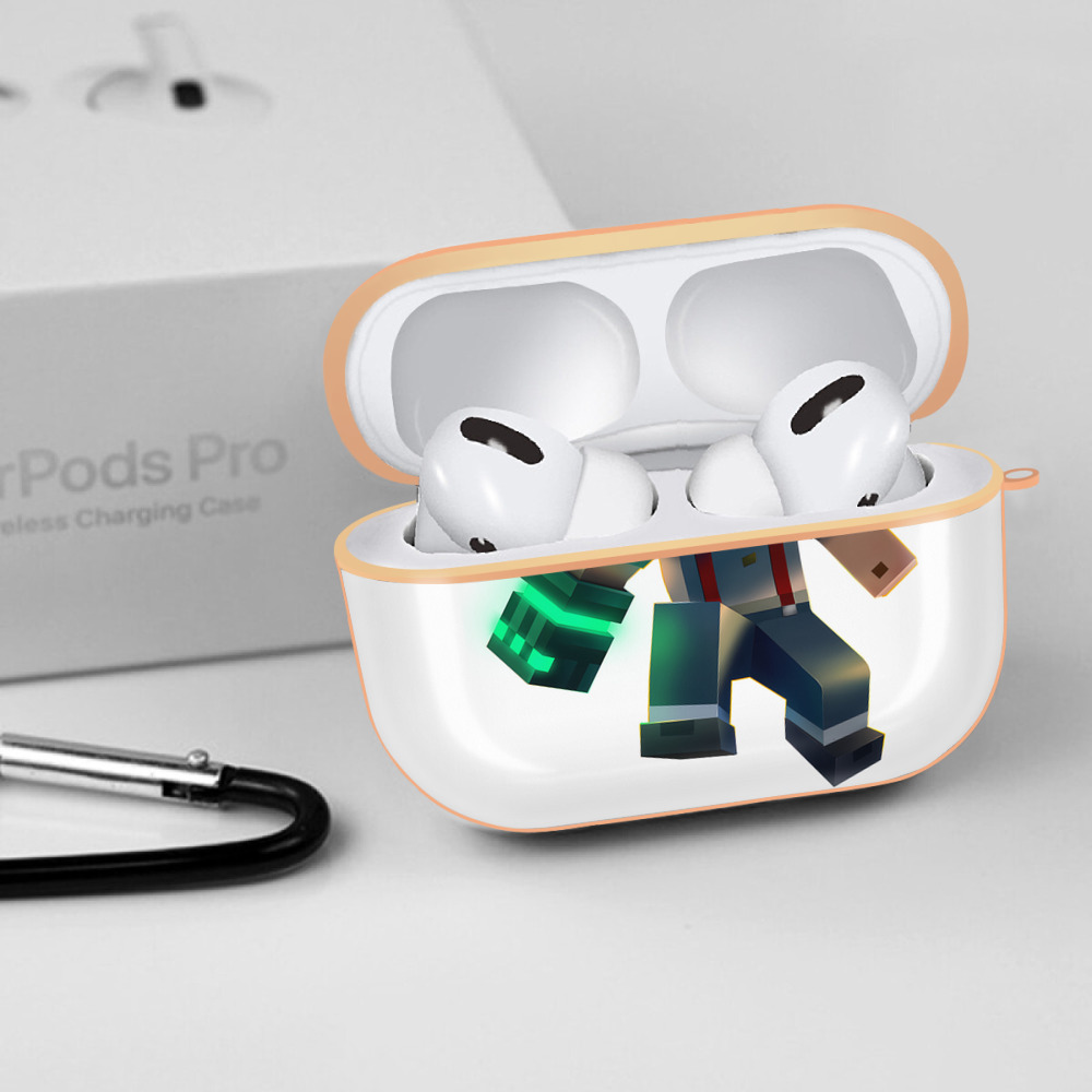 マインクラフト ブロックの世界 Minecraft MC Block world 【AirPods Pro用】ハードシェル保護ケース｜耐衝撃・防指紋・カラビナ付き商品仕様