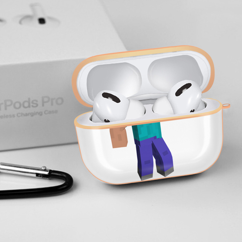 マインクラフト ブロックの世界 Minecraft MC Block world 【AirPods Pro用】ハードシェル保護ケース｜耐衝撃・防指紋・カラビナ付き商品仕様