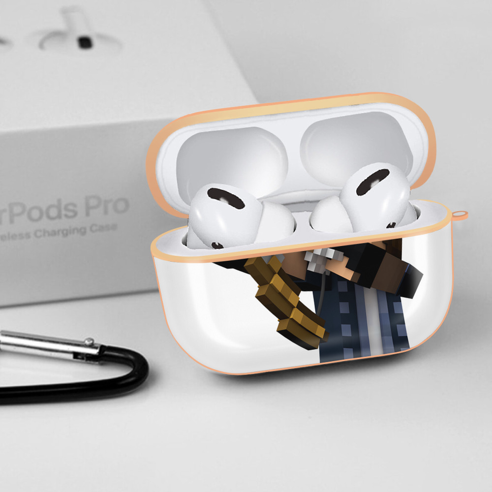 マインクラフト ブロックの世界 Minecraft MC Block world 【AirPods Pro用】ハードシェル保護ケース｜耐衝撃・防指紋・カラビナ付き商品仕様