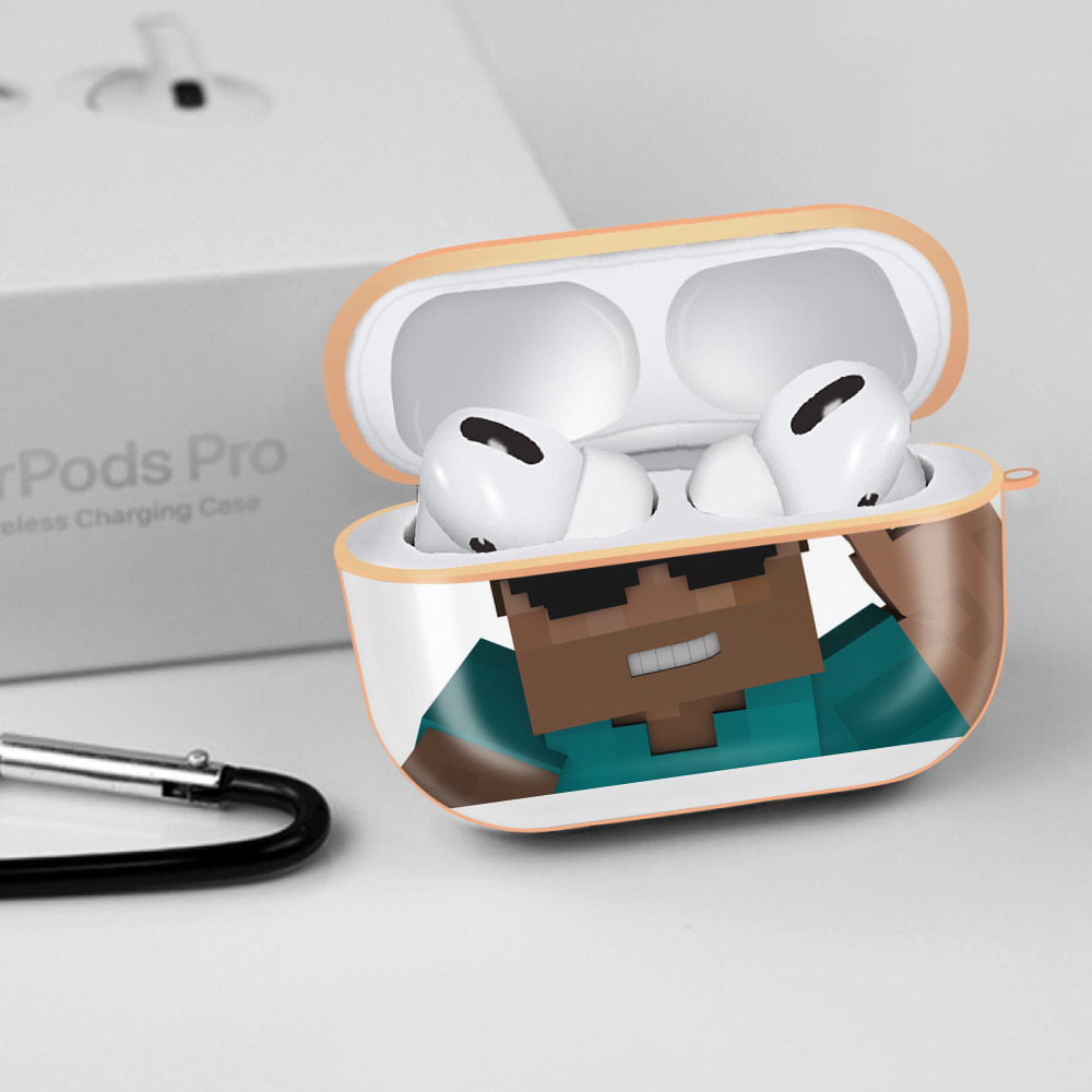 マインクラフト ブロックの世界 Minecraft MC Block world 【AirPods Pro用】ハードシェル保護ケース｜耐衝撃・防指紋・カラビナ付き商品仕様