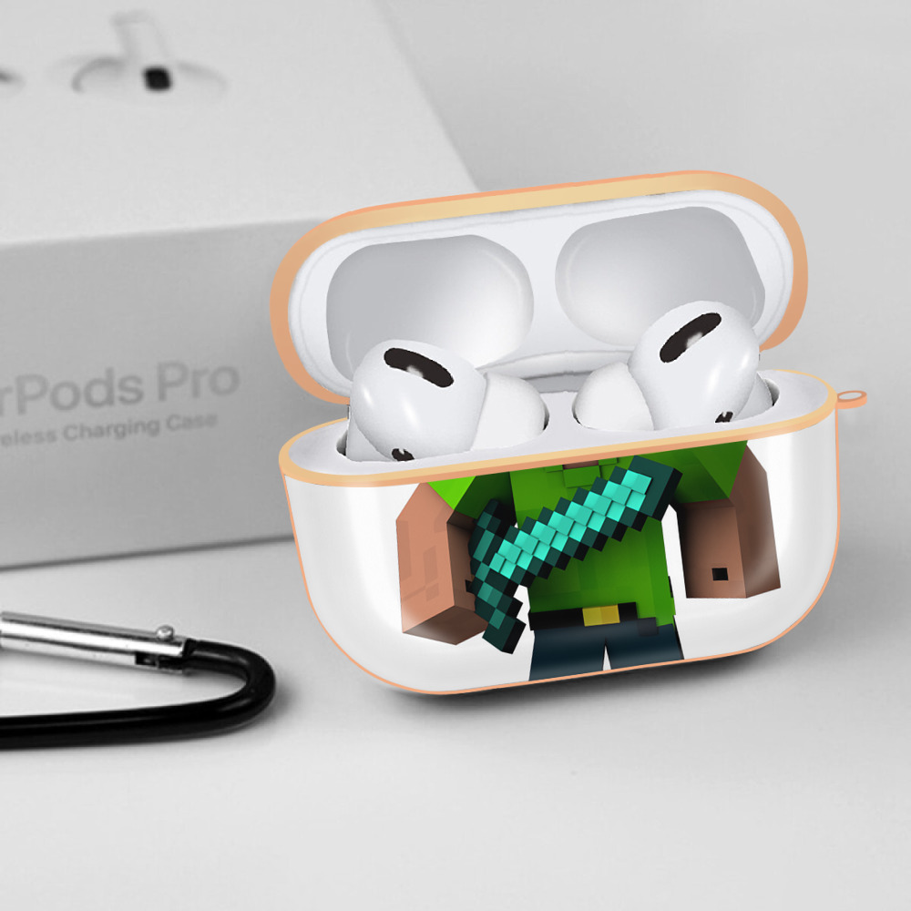 マインクラフト ブロックの世界 Minecraft MC Block world 【AirPods Pro用】ハードシェル保護ケース｜耐衝撃・防指紋・カラビナ付き商品仕様