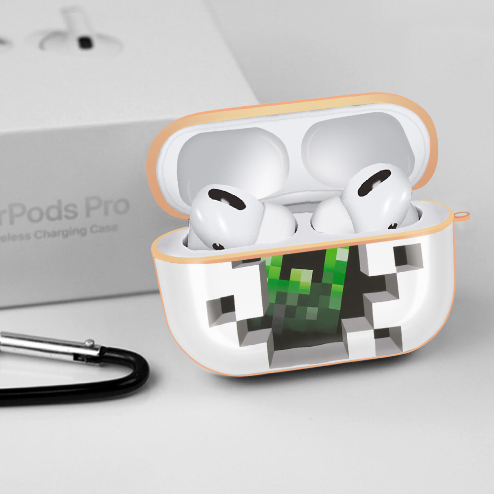 マインクラフト ブロックの世界 Minecraft MC Block world 【AirPods Pro用】ハードシェル保護ケース｜耐衝撃・防指紋・カラビナ付き商品仕様