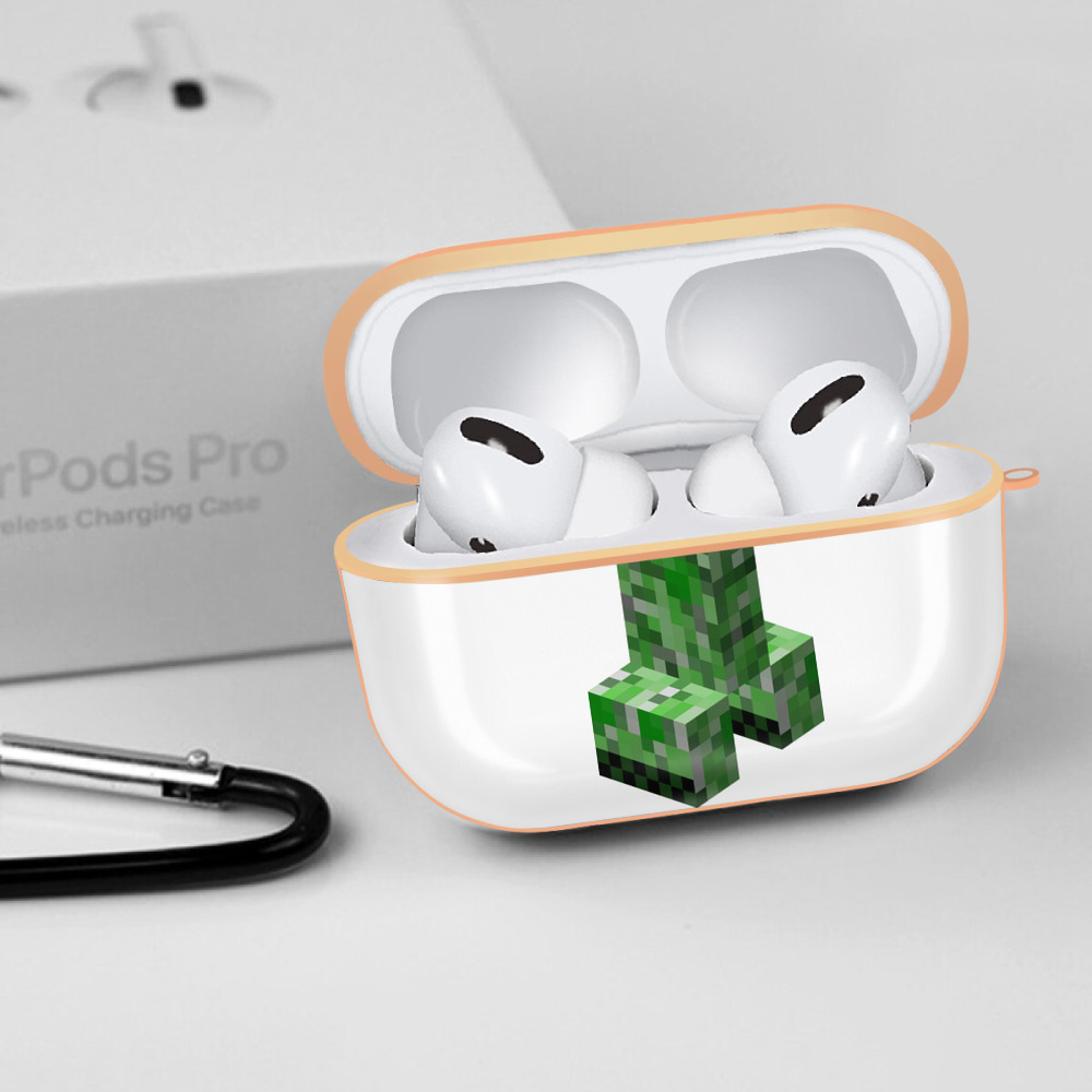 マインクラフト ブロックの世界 Minecraft MC Block world 【AirPods Pro用】ハードシェル保護ケース｜耐衝撃・防指紋・カラビナ付き商品仕様