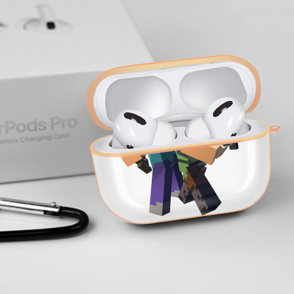 マインクラフト ブロックの世界 Minecraft MC Block world 【AirPods Pro用】ハードシェル保護ケース｜耐衝撃・防指紋・カラビナ付き商品仕様