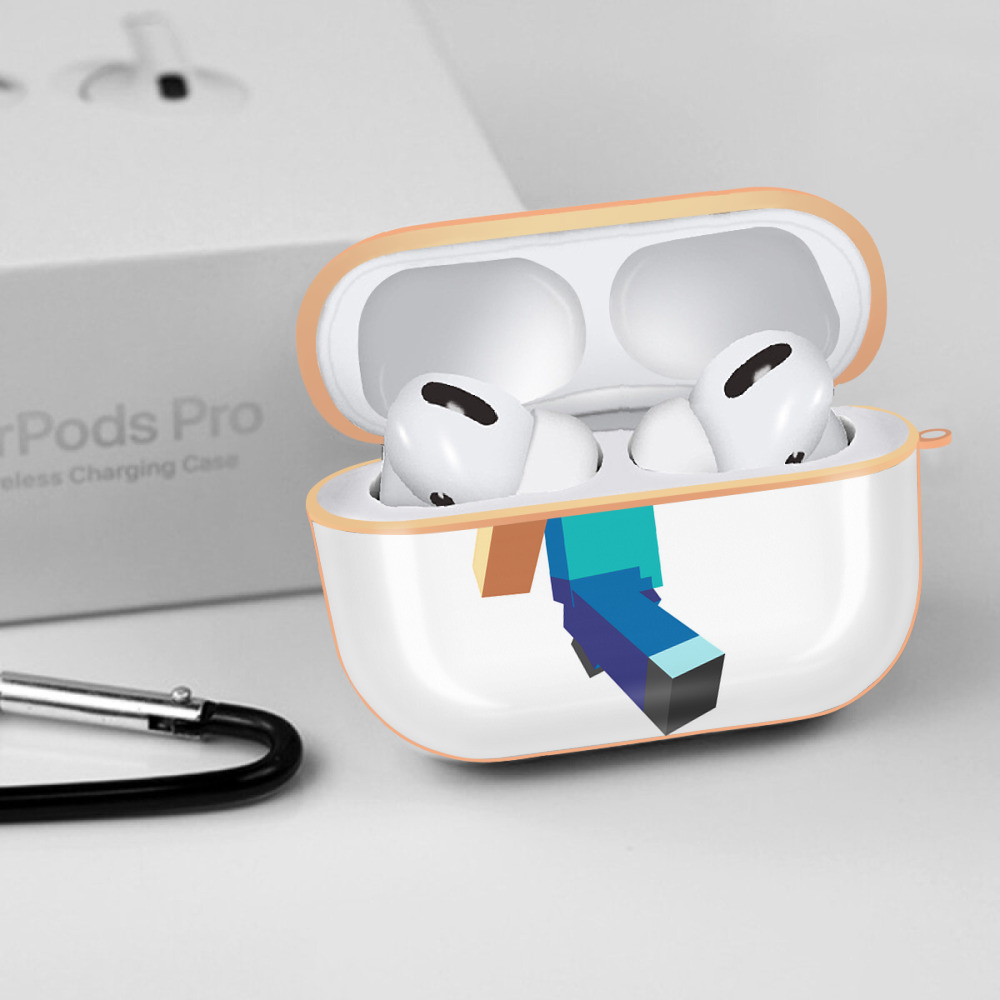 マインクラフト ブロックの世界 Minecraft MC Block world 【AirPods Pro用】ハードシェル保護ケース｜耐衝撃・防指紋・カラビナ付き商品仕様