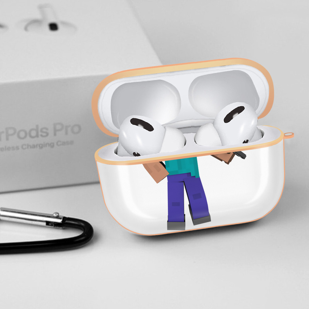 マインクラフト ブロックの世界 Minecraft MC Block world 【AirPods Pro用】ハードシェル保護ケース｜耐衝撃・防指紋・カラビナ付き商品仕様
