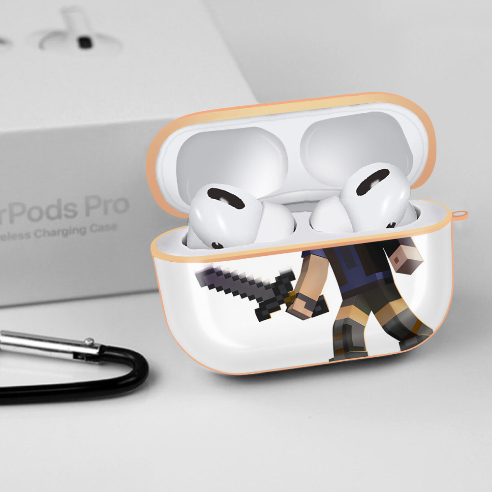 マインクラフト ブロックの世界 Minecraft MC Block world 【AirPods Pro用】ハードシェル保護ケース｜耐衝撃・防指紋・カラビナ付き商品仕様
