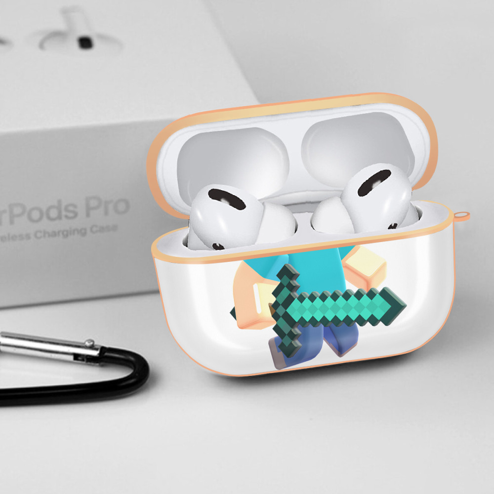 マインクラフト ブロックの世界 Minecraft MC Block world 【AirPods Pro用】ハードシェル保護ケース｜耐衝撃・防指紋・カラビナ付き商品仕様