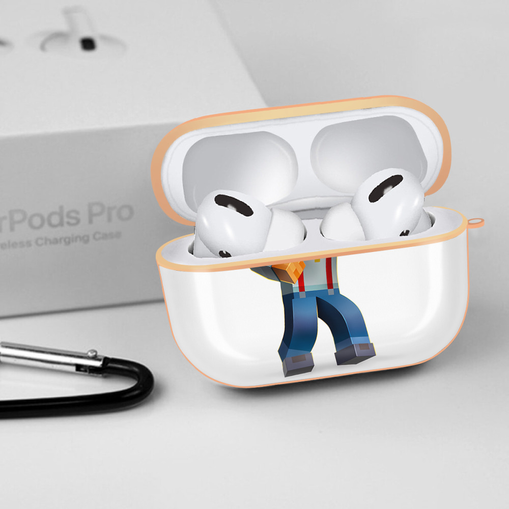 マインクラフト ブロックの世界 Minecraft MC Block world 【AirPods Pro用】ハードシェル保護ケース｜耐衝撃・防指紋・カラビナ付き商品仕様
