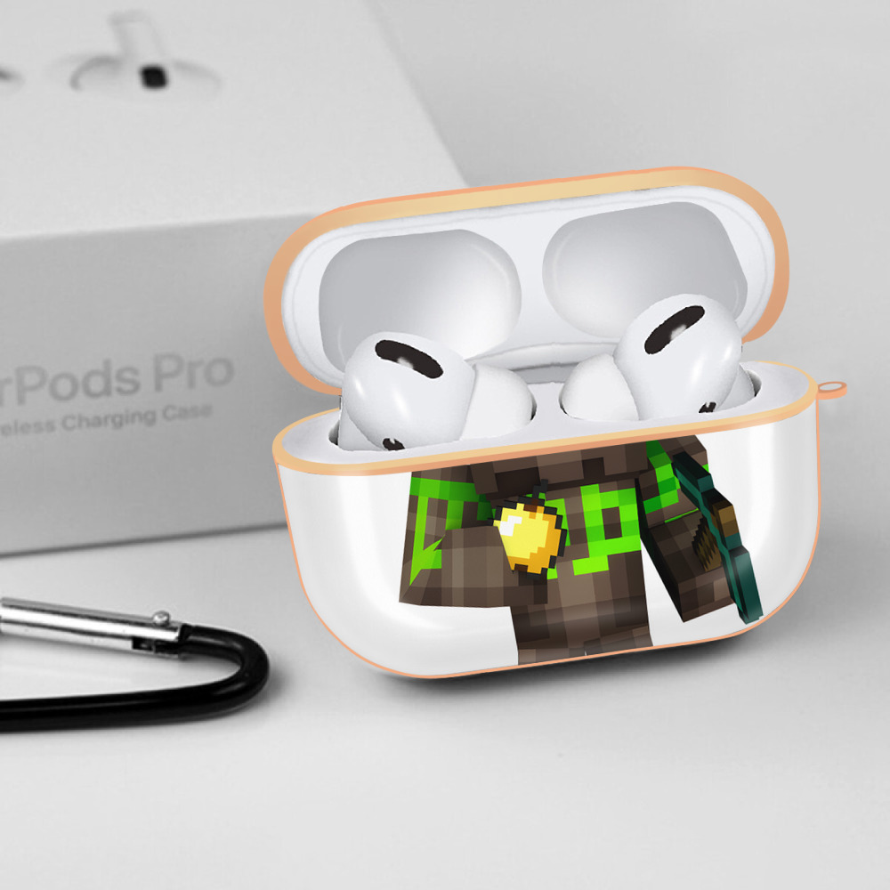 マインクラフト ブロックの世界 Minecraft MC Block world 【AirPods Pro用】ハードシェル保護ケース｜耐衝撃・防指紋・カラビナ付き商品仕様