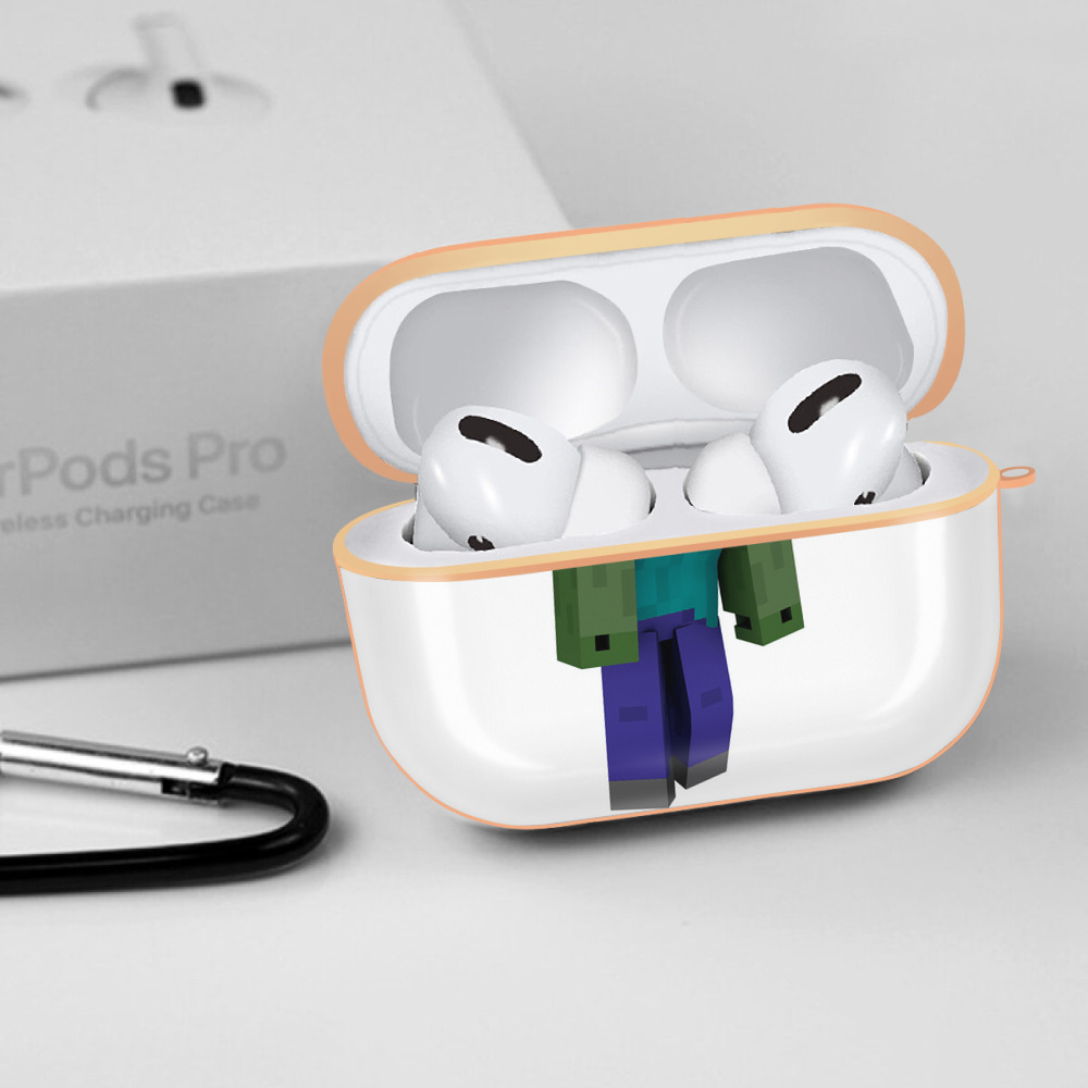 マインクラフト ブロックの世界 Minecraft MC Block world 【AirPods Pro用】ハードシェル保護ケース｜耐衝撃・防指紋・カラビナ付き商品仕様
