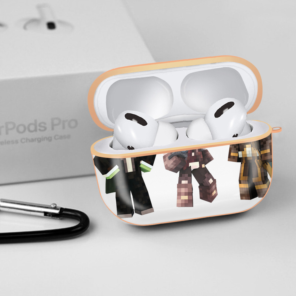 マインクラフト ブロックの世界 Minecraft MC Block world 【AirPods Pro用】ハードシェル保護ケース｜耐衝撃・防指紋・カラビナ付き商品仕様