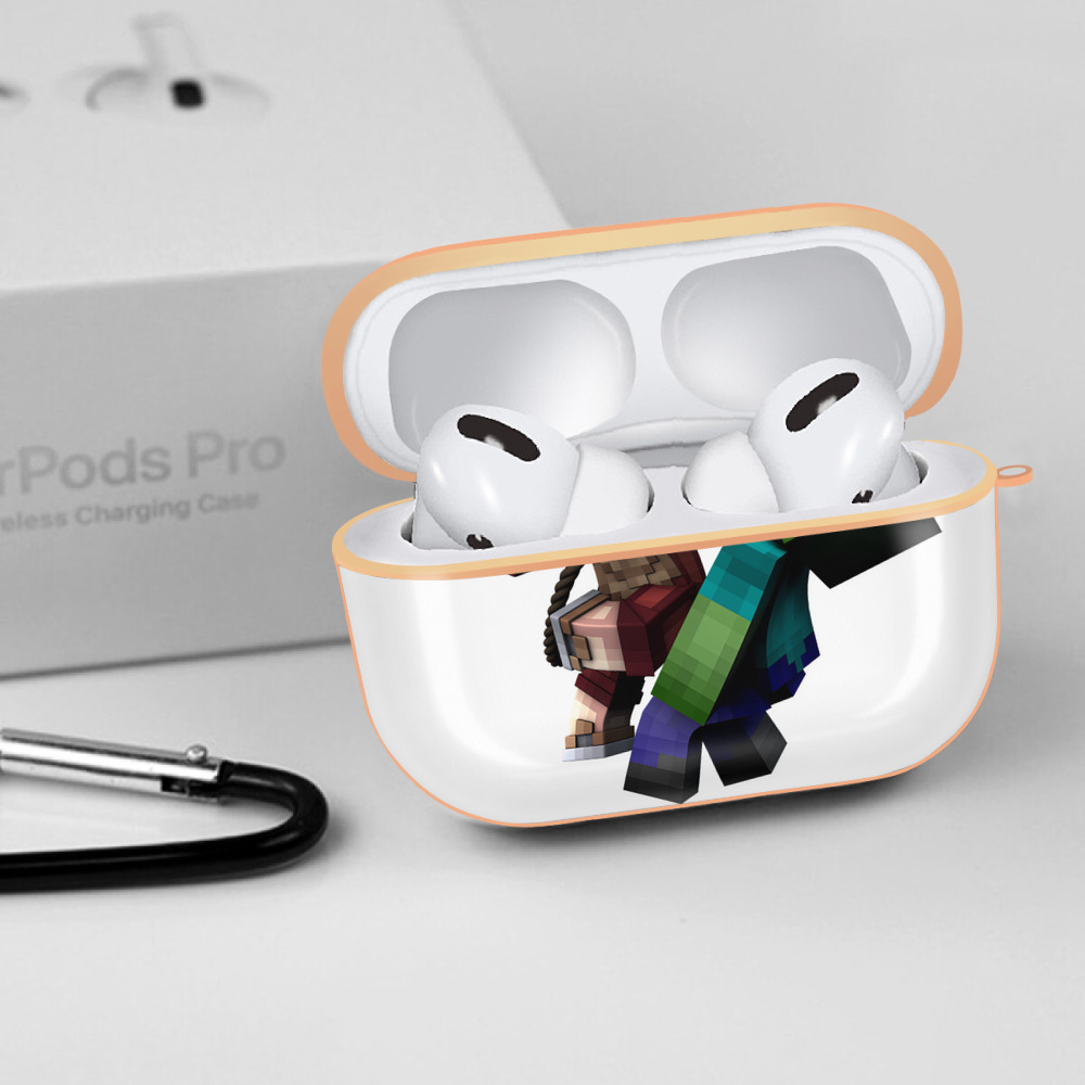 マインクラフト ブロックの世界 Minecraft MC Block world 【AirPods Pro用】ハードシェル保護ケース｜耐衝撃・防指紋・カラビナ付き商品仕様