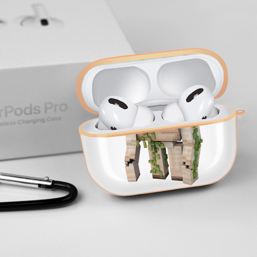 マインクラフト ブロックの世界 Minecraft MC Block world 【AirPods Pro用】ハードシェル保護ケース｜耐衝撃・防指紋・カラビナ付き商品仕様