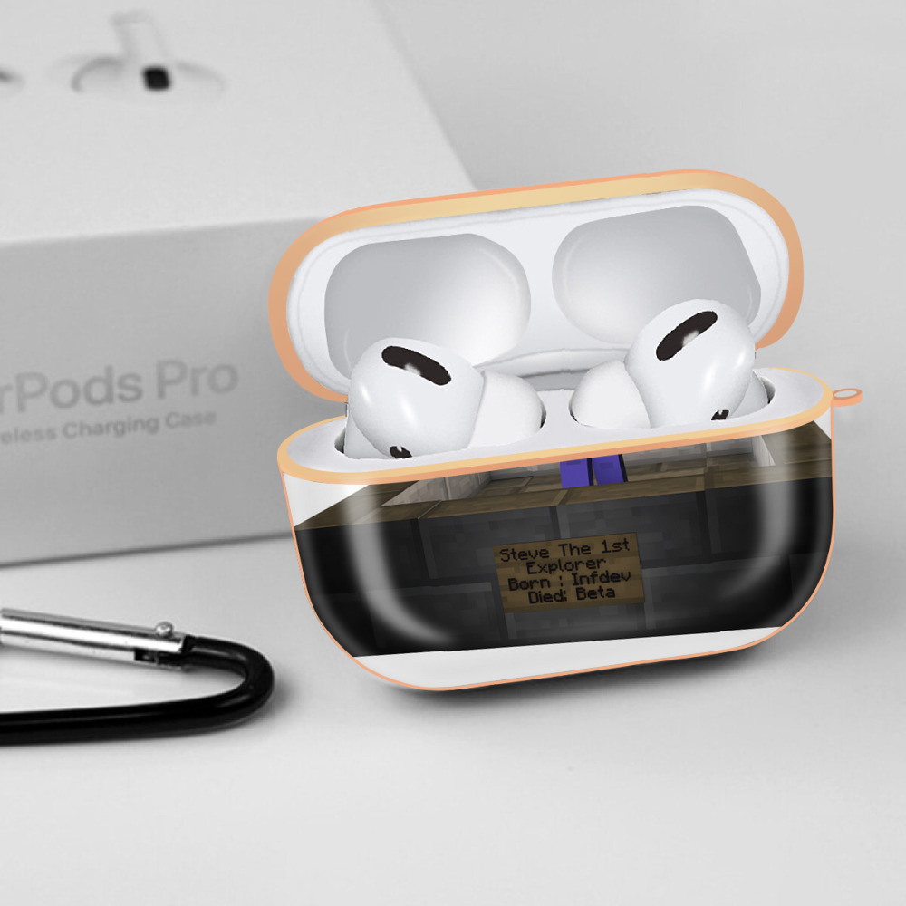 マインクラフト ブロックの世界 Minecraft MC Block world 【AirPods Pro用】ハードシェル保護ケース｜耐衝撃・防指紋・カラビナ付き商品仕様