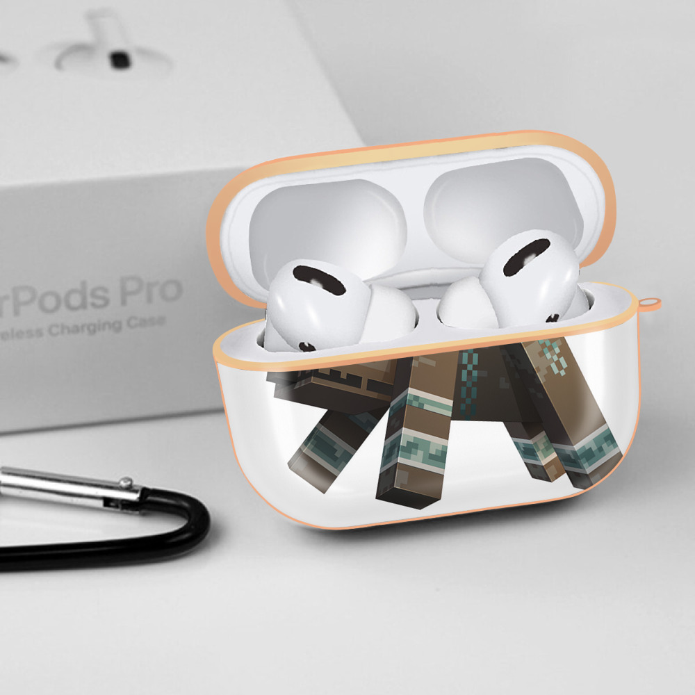 マインクラフト ブロックの世界 Minecraft MC Block world 【AirPods Pro用】ハードシェル保護ケース｜耐衝撃・防指紋・カラビナ付き商品仕様