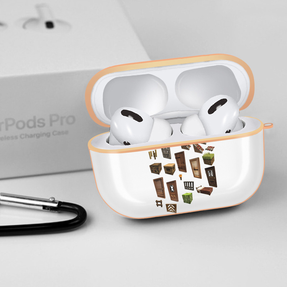 マインクラフト ブロックの世界 Minecraft MC Block world 【AirPods Pro用】ハードシェル保護ケース｜耐衝撃・防指紋・カラビナ付き商品仕様