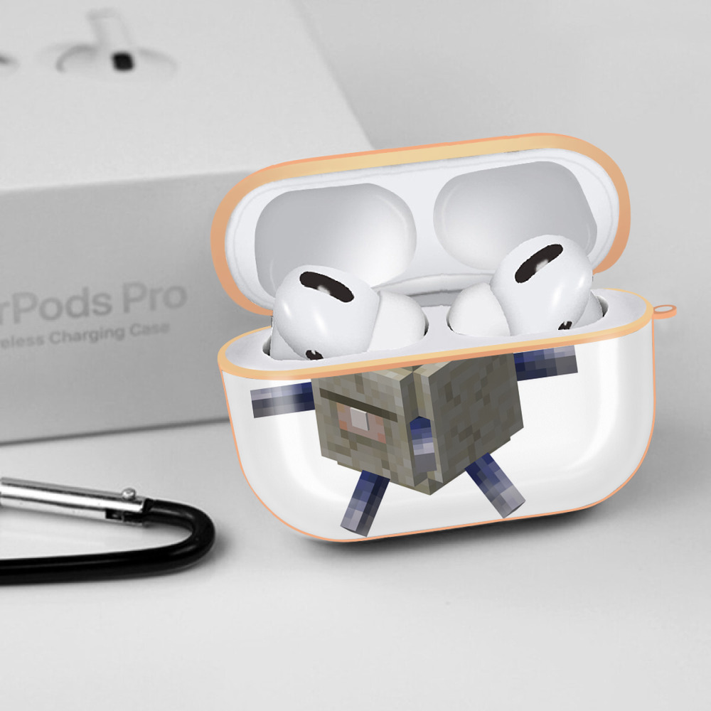 マインクラフト ブロックの世界 Minecraft MC Block world 【AirPods Pro用】ハードシェル保護ケース｜耐衝撃・防指紋・カラビナ付き商品仕様