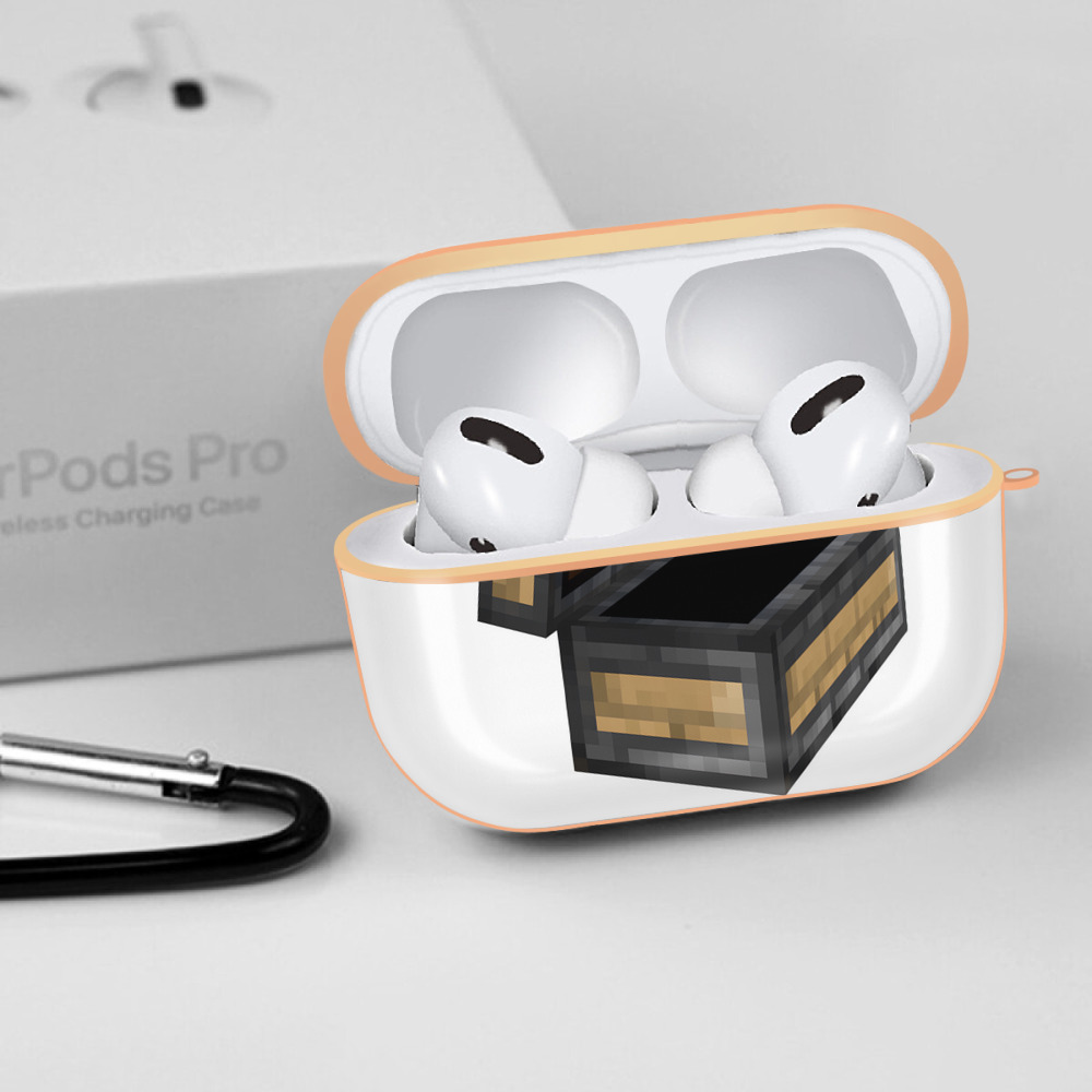 マインクラフト ブロックの世界 Minecraft MC Block world 【AirPods Pro用】ハードシェル保護ケース｜耐衝撃・防指紋・カラビナ付き商品仕様