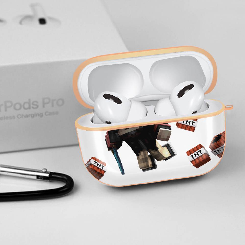 マインクラフト ブロックの世界 Minecraft MC Block world 【AirPods Pro用】ハードシェル保護ケース｜耐衝撃・防指紋・カラビナ付き商品仕様