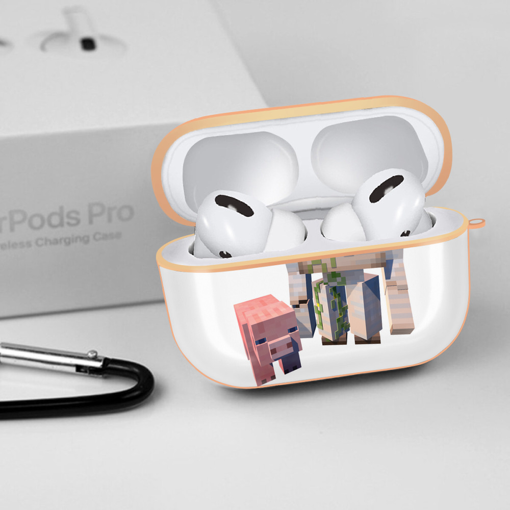 マインクラフト ブロックの世界 Minecraft MC Block world 【AirPods Pro用】ハードシェル保護ケース｜耐衝撃・防指紋・カラビナ付き商品仕様