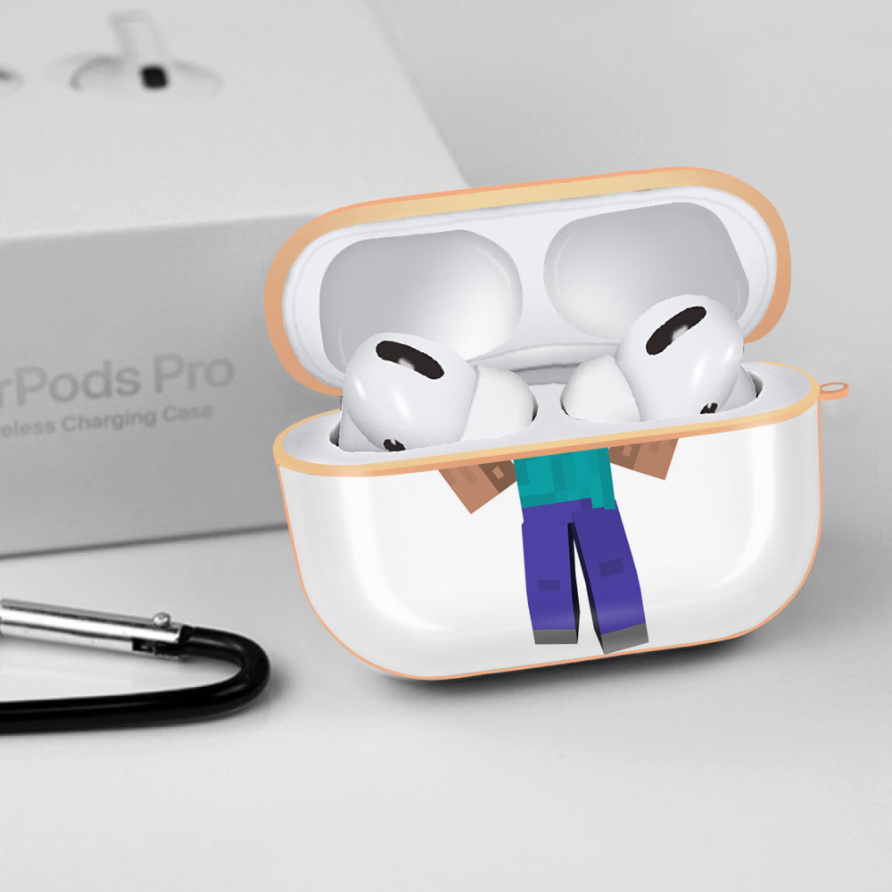 マインクラフト ブロックの世界 Minecraft MC Block world 【AirPods Pro用】ハードシェル保護ケース｜耐衝撃・防指紋・カラビナ付き商品仕様