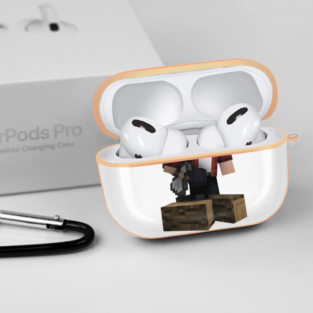 マインクラフト ブロックの世界 Minecraft MC Block world 【AirPods Pro用】ハードシェル保護ケース｜耐衝撃・防指紋・カラビナ付き商品仕様