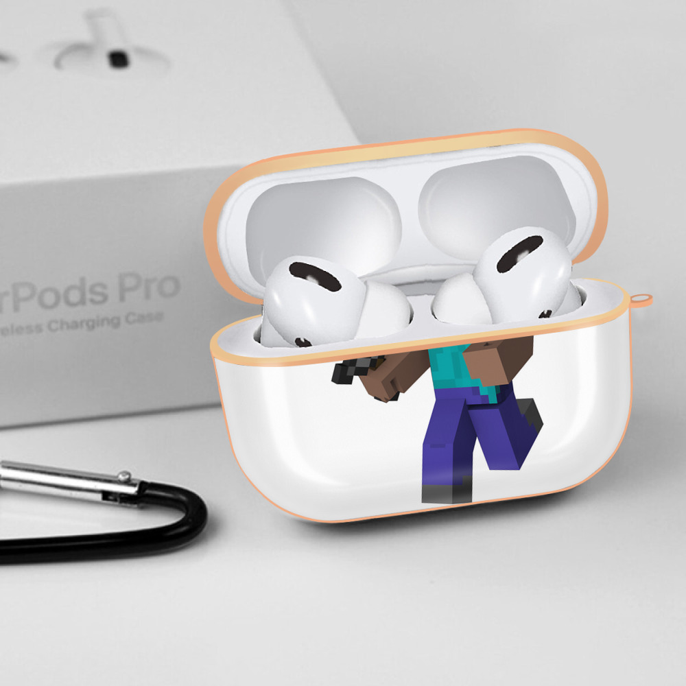 マインクラフト ブロックの世界 Minecraft MC Block world 【AirPods Pro用】ハードシェル保護ケース｜耐衝撃・防指紋・カラビナ付き商品仕様