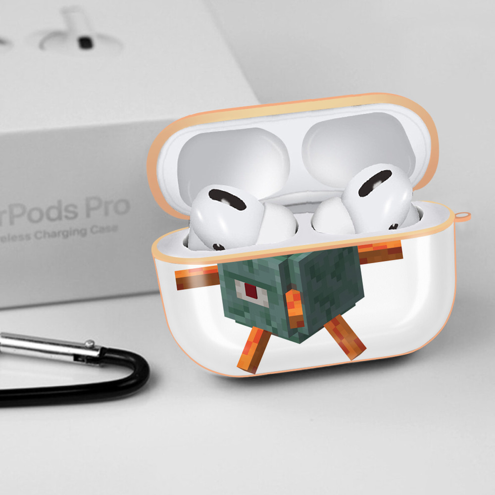 マインクラフト ブロックの世界 Minecraft MC Block world 【AirPods Pro用】ハードシェル保護ケース｜耐衝撃・防指紋・カラビナ付き商品仕様