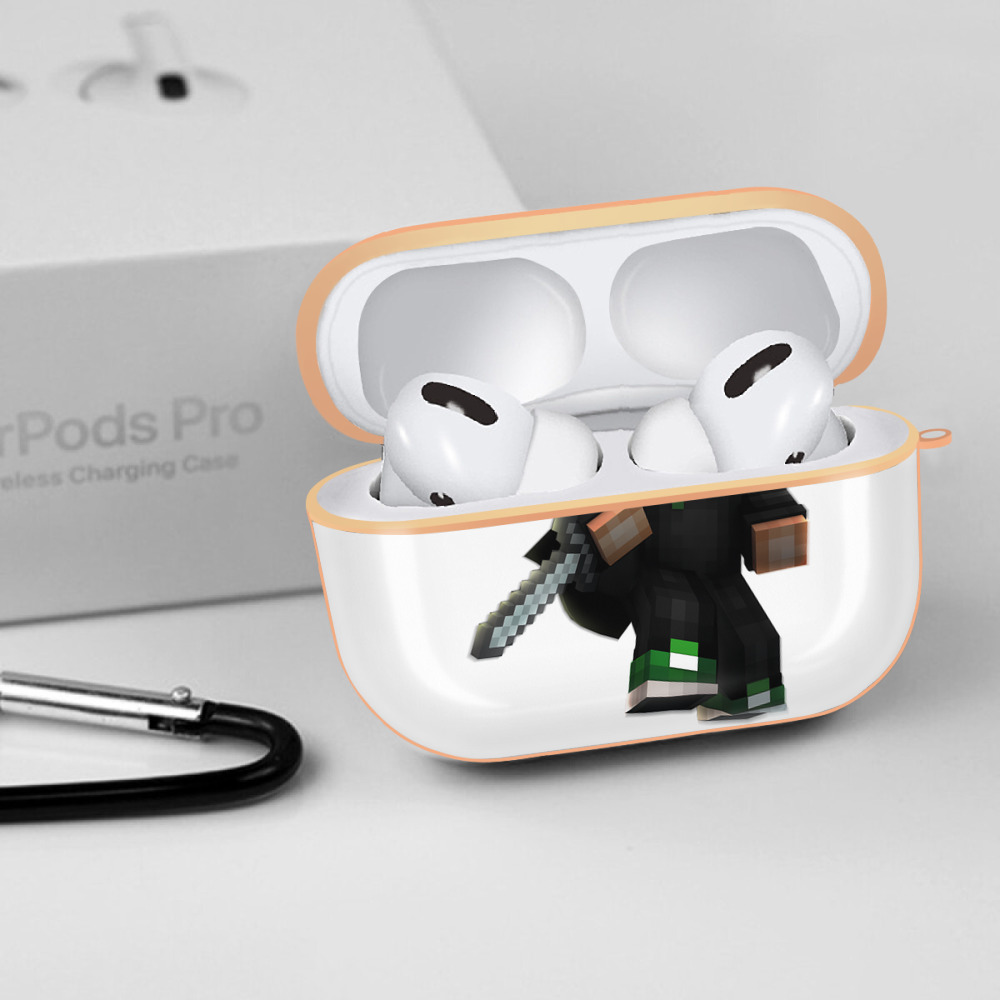 マインクラフト ブロックの世界 Minecraft MC Block world 【AirPods Pro用】ハードシェル保護ケース｜耐衝撃・防指紋・カラビナ付き商品仕様