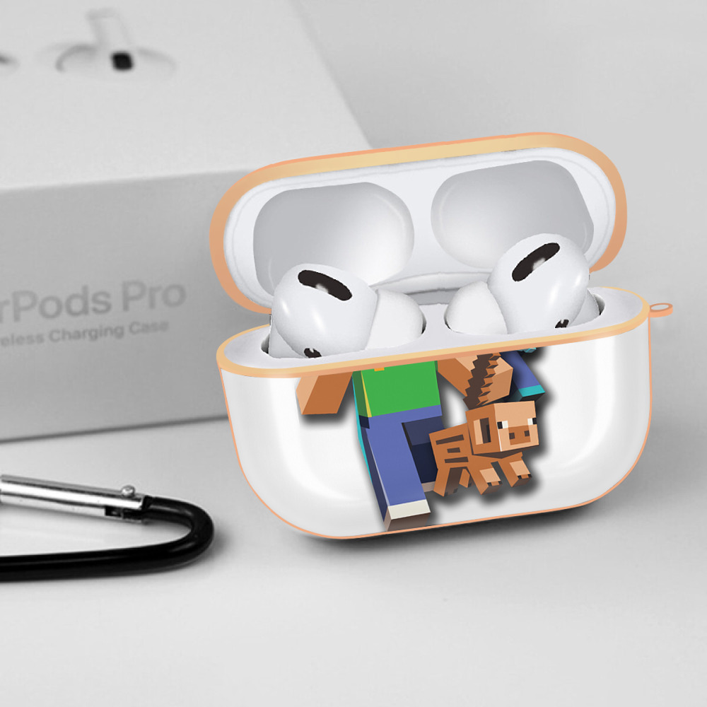 マインクラフト ブロックの世界 Minecraft MC Block world 【AirPods Pro用】ハードシェル保護ケース｜耐衝撃・防指紋・カラビナ付き商品仕様