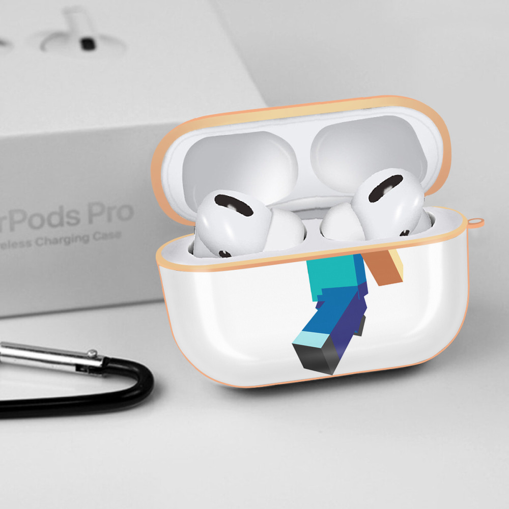 マインクラフト ブロックの世界 Minecraft MC Block world 【AirPods Pro用】ハードシェル保護ケース｜耐衝撃・防指紋・カラビナ付き商品仕様