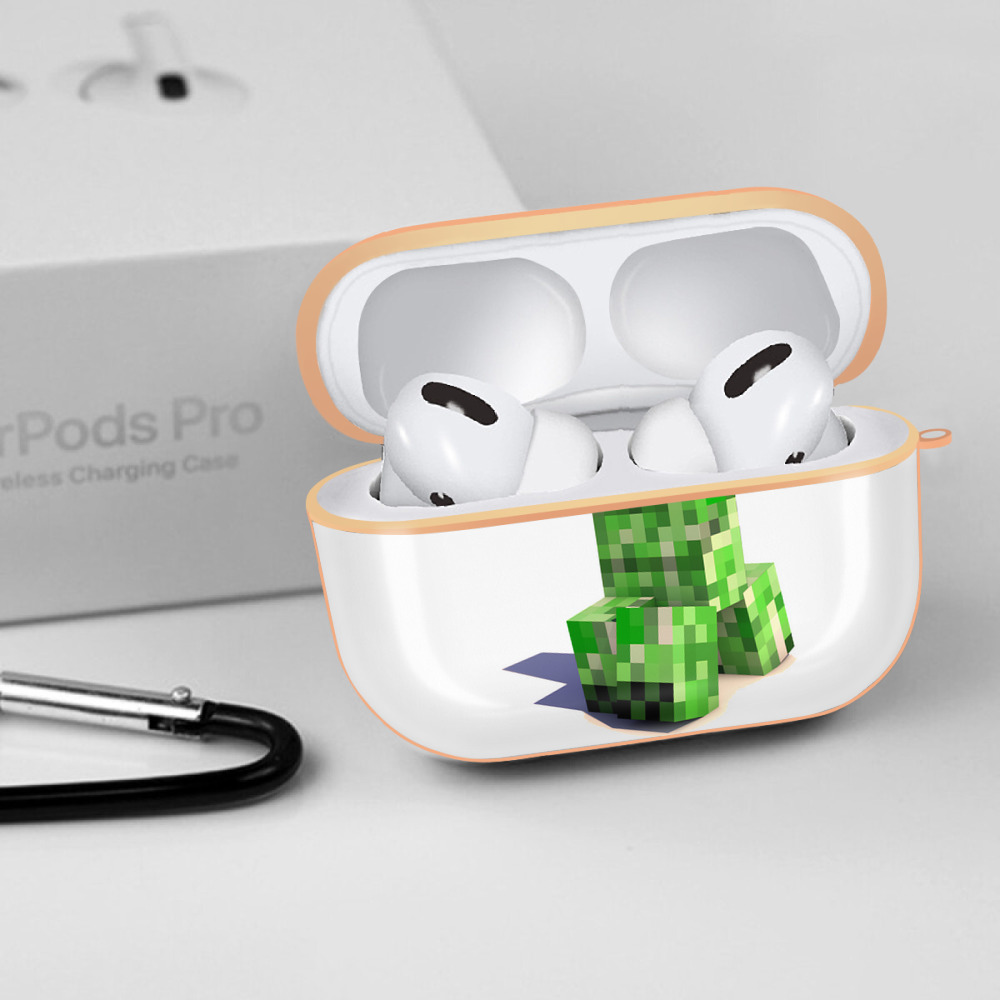 マインクラフト ブロックの世界 Minecraft MC Block world 【AirPods Pro用】ハードシェル保護ケース｜耐衝撃・防指紋・カラビナ付き商品仕様
