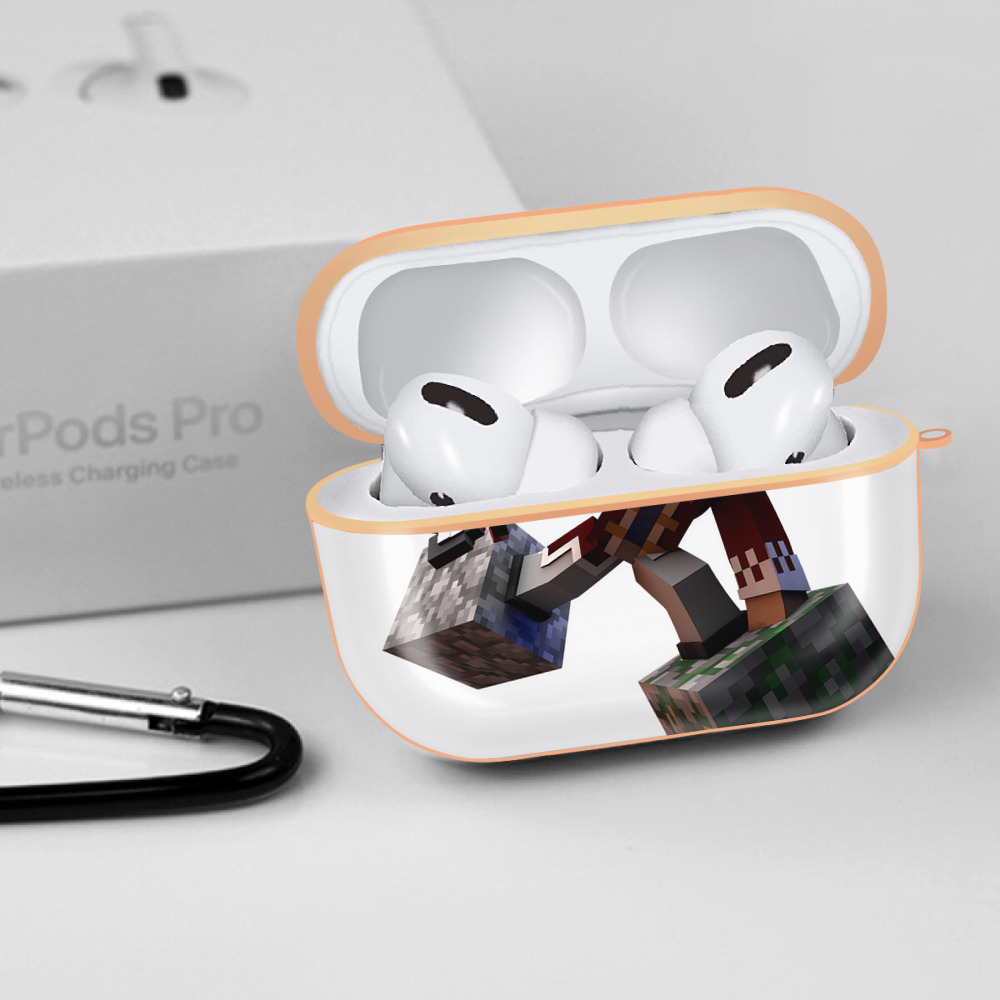 マインクラフト ブロックの世界 Minecraft MC Block world 【AirPods Pro用】ハードシェル保護ケース｜耐衝撃・防指紋・カラビナ付き商品仕様