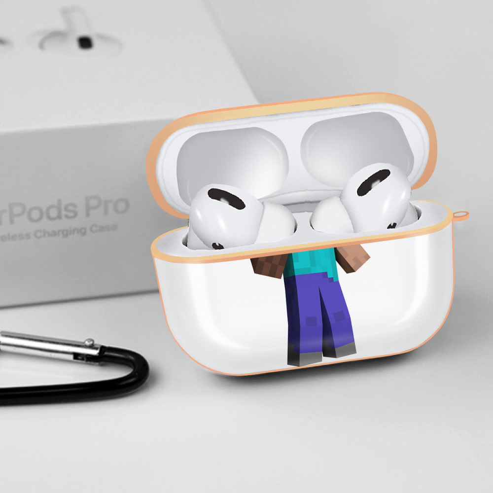 マインクラフト ブロックの世界 Minecraft MC Block world 【AirPods Pro用】ハードシェル保護ケース｜耐衝撃・防指紋・カラビナ付き商品仕様