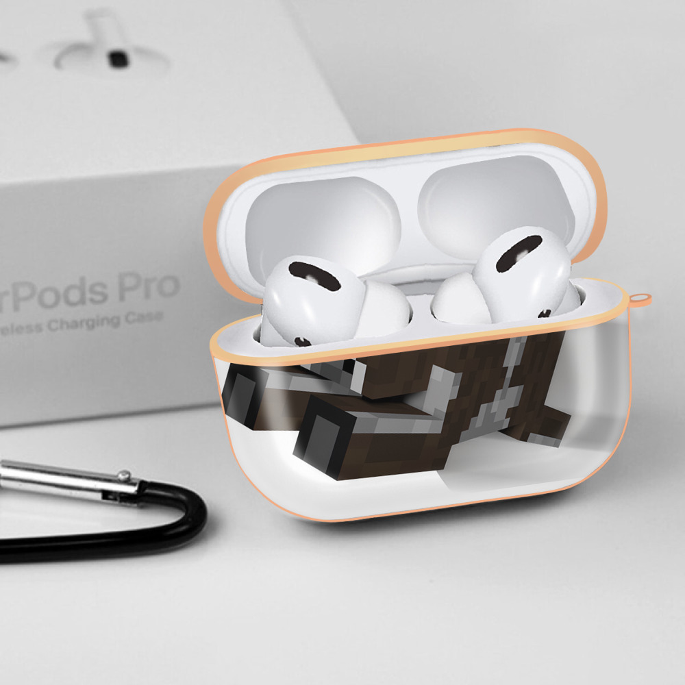 マインクラフト ブロックの世界 Minecraft MC Block world 【AirPods Pro用】ハードシェル保護ケース｜耐衝撃・防指紋・カラビナ付き商品仕様