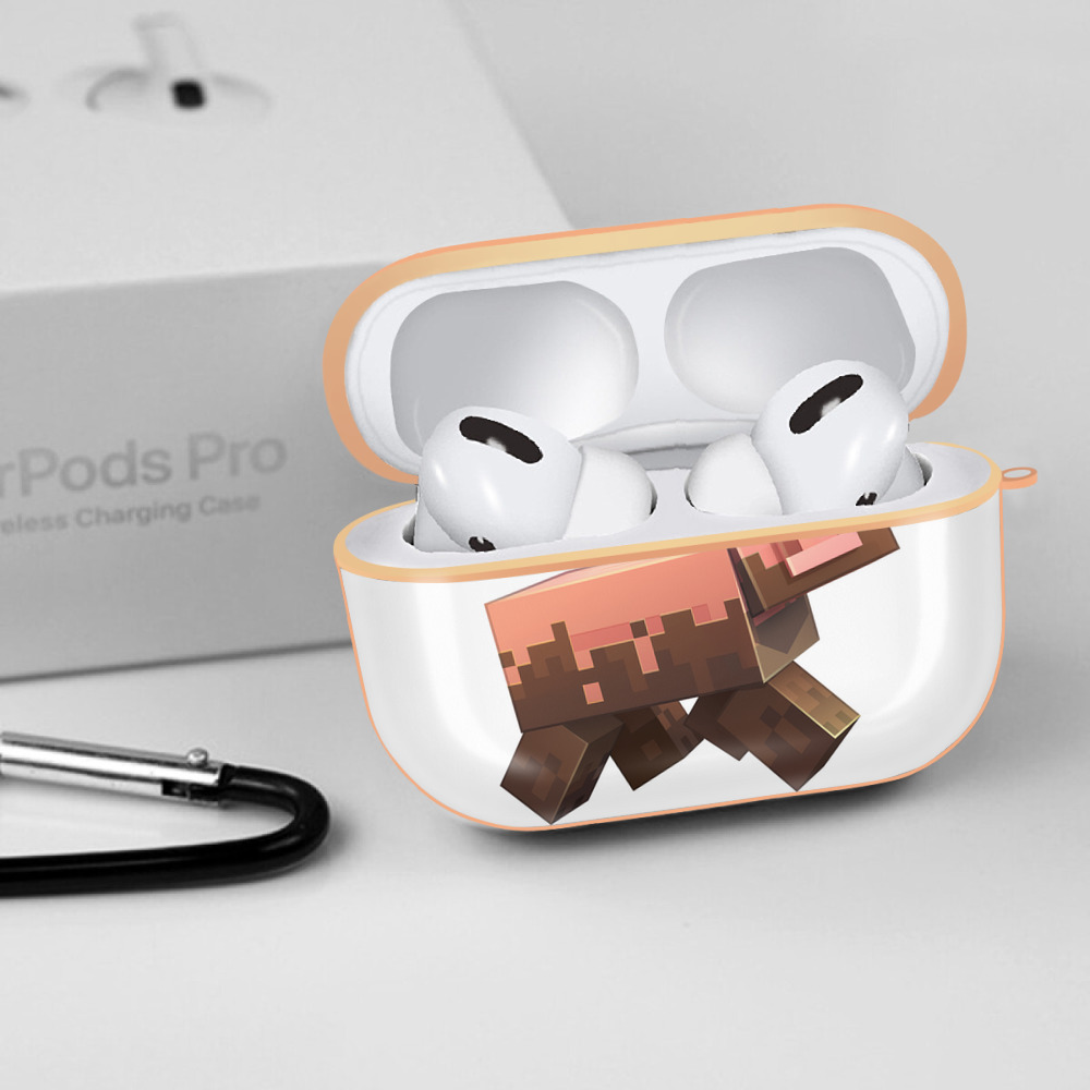 マインクラフト ブロックの世界 Minecraft MC Block world 【AirPods Pro用】ハードシェル保護ケース｜耐衝撃・防指紋・カラビナ付き商品仕様