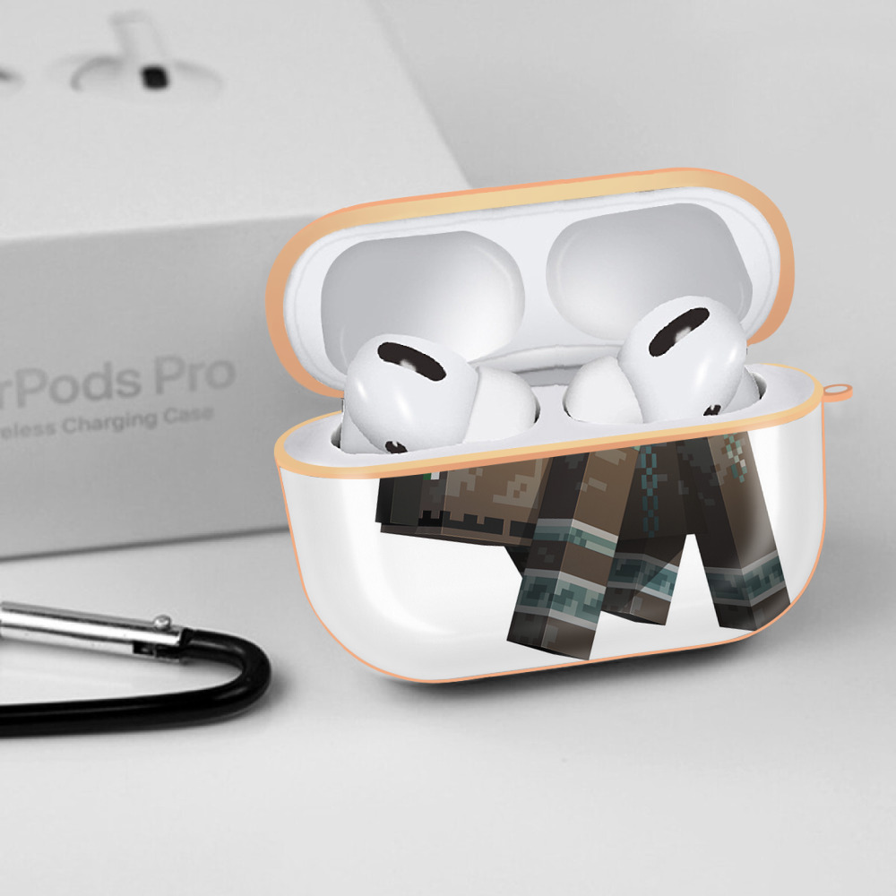 マインクラフト ブロックの世界 Minecraft MC Block world 【AirPods Pro用】ハードシェル保護ケース｜耐衝撃・防指紋・カラビナ付き商品仕様