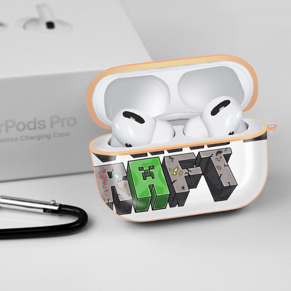 マインクラフト ブロックの世界 Minecraft MC Block world 【AirPods Pro用】ハードシェル保護ケース｜耐衝撃・防指紋・カラビナ付き商品仕様