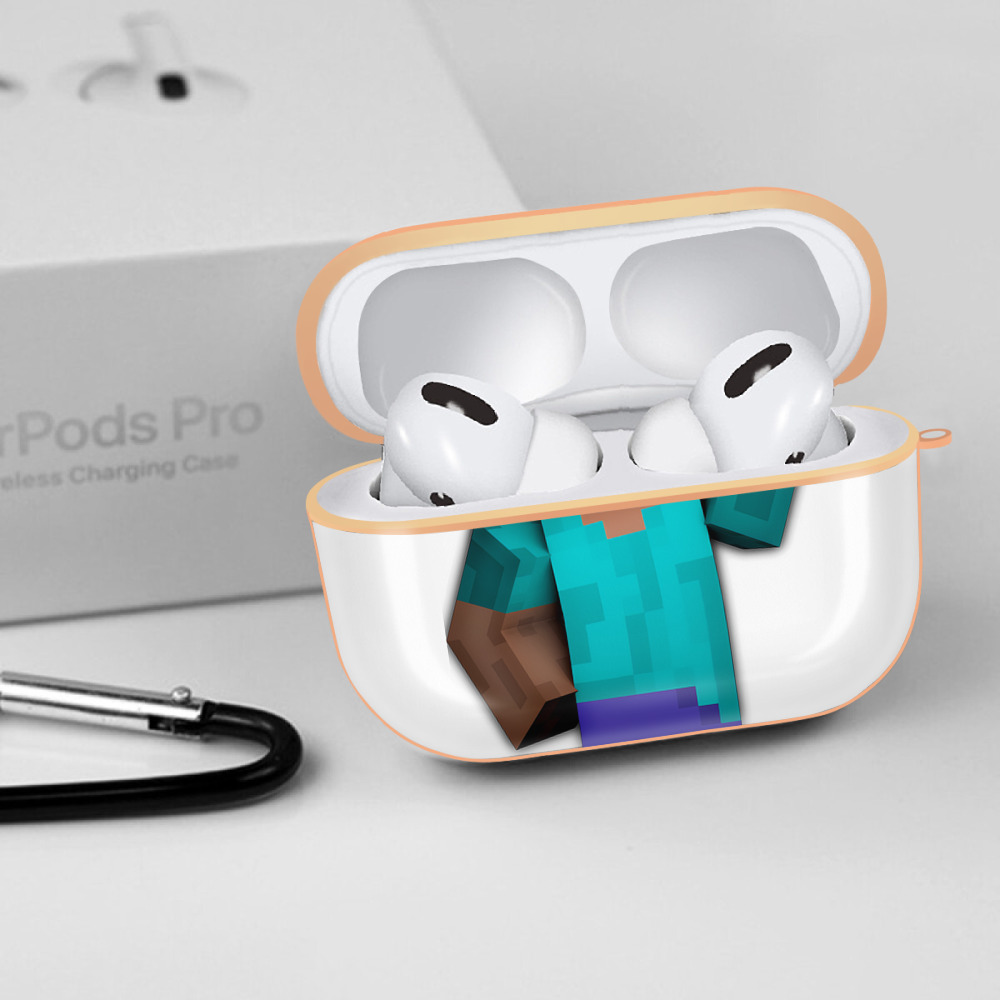 マインクラフト ブロックの世界 Minecraft MC Block world 【AirPods Pro用】ハードシェル保護ケース｜耐衝撃・防指紋・カラビナ付き商品仕様