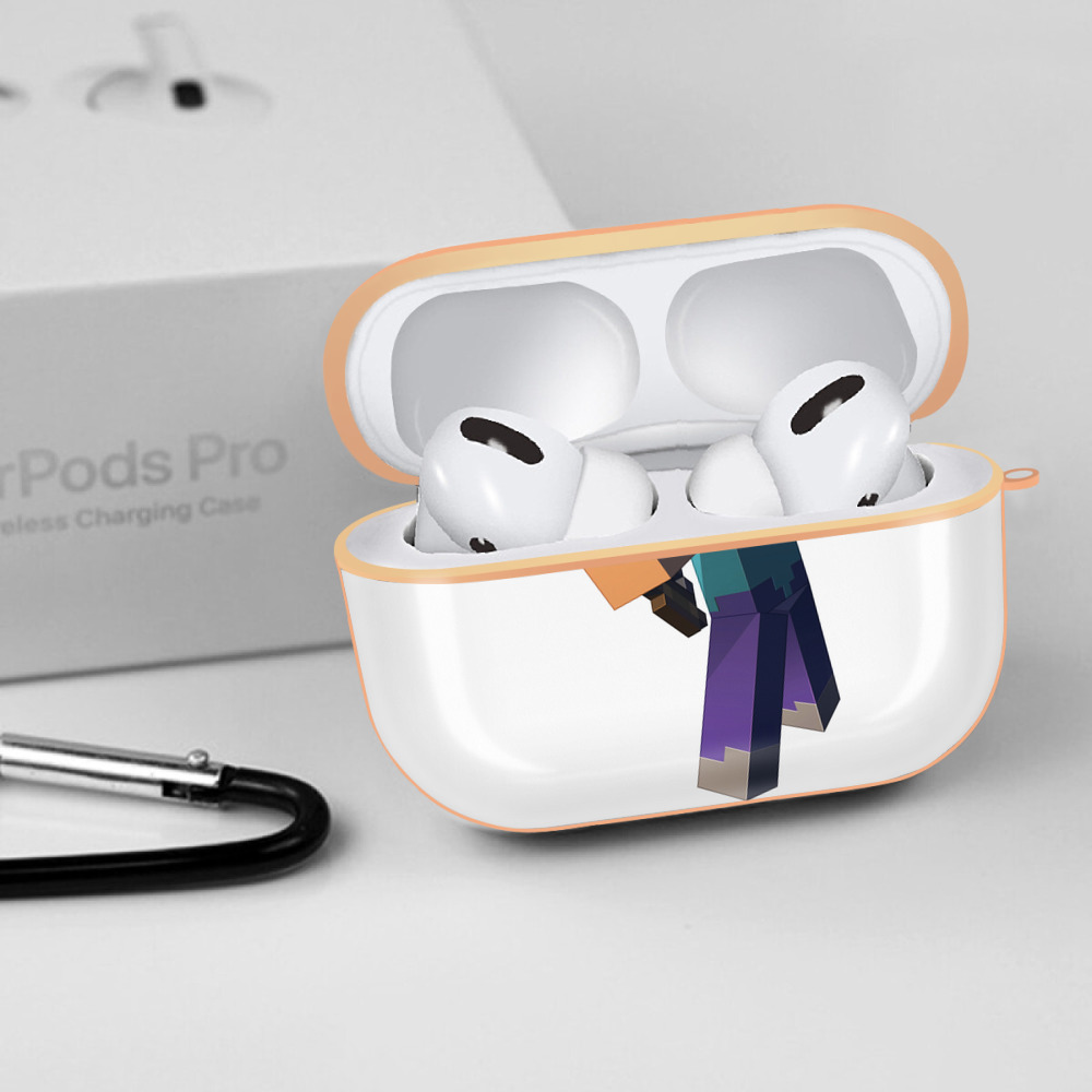 マインクラフト ブロックの世界 Minecraft MC Block world 【AirPods Pro用】ハードシェル保護ケース｜耐衝撃・防指紋・カラビナ付き商品仕様