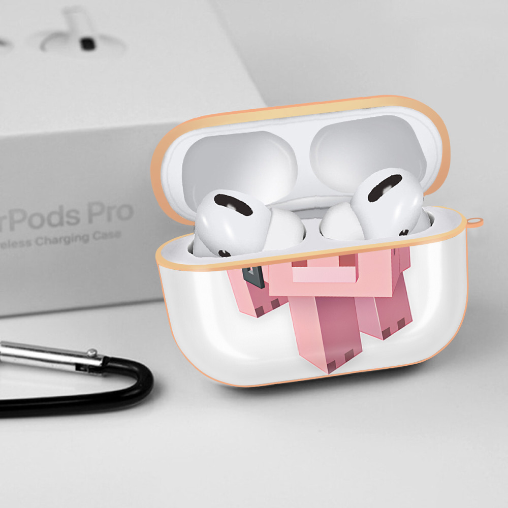 マインクラフト ブロックの世界 Minecraft MC Block world 【AirPods Pro用】ハードシェル保護ケース｜耐衝撃・防指紋・カラビナ付き商品仕様