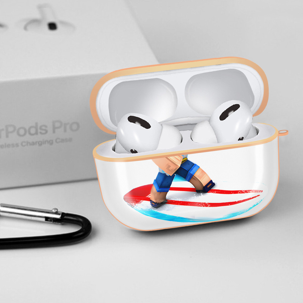 マインクラフト ブロックの世界 Minecraft MC Block world 【AirPods Pro用】ハードシェル保護ケース｜耐衝撃・防指紋・カラビナ付き商品仕様