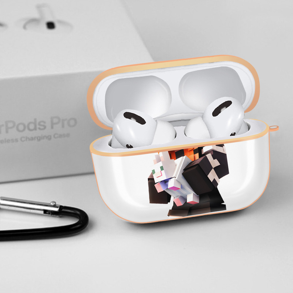マインクラフト ブロックの世界 Minecraft MC Block world 【AirPods Pro用】ハードシェル保護ケース｜耐衝撃・防指紋・カラビナ付き商品仕様