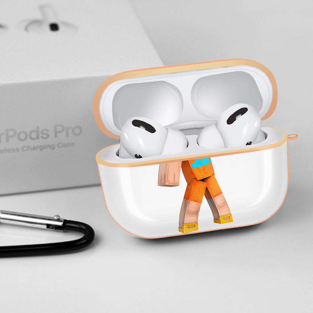 マインクラフト ブロックの世界 Minecraft MC Block world 【AirPods Pro用】ハードシェル保護ケース｜耐衝撃・防指紋・カラビナ付き商品仕様